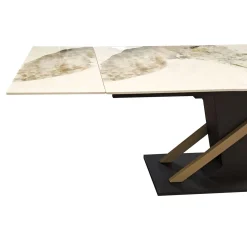 TAVOLO CM 160X90 ALL. METALLO NERO/ORO E PIANO VETRO EFFETTO MARMO: vendita online TAVOLO CM 160X90 ALL. METALLO NERO/ORO E PIANO VETRO EFFETTO MARMO in offerta