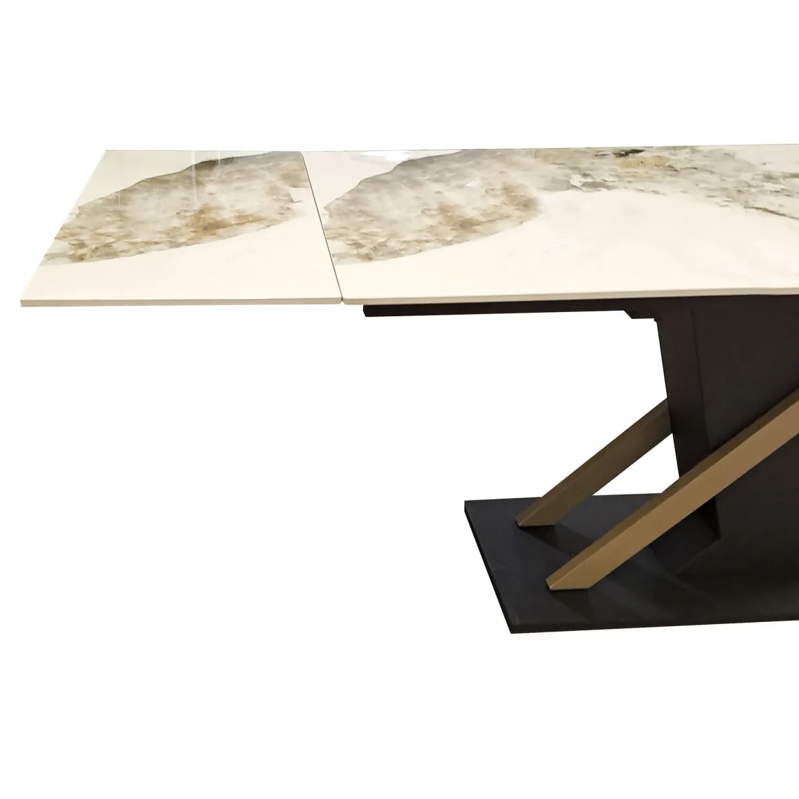 TAVOLO CM 160X90 ALL. METALLO NERO/ORO E PIANO VETRO EFFETTO MARMO: vendita online TAVOLO CM 160X90 ALL. METALLO NERO/ORO E PIANO VETRO EFFETTO MARMO in offerta