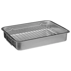 TEGLIA RETTANGOLARE IN ACCIAIO INOX 39.6X29.5 H 7CM