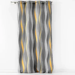 TENDA CON OCCHIELLI IN POLIESTERE STAMPATO ONDULYS GIALLO/ANTRACITE 140X280CM: vendita online TENDA CON OCCHIELLI IN POLIESTERE STAMPATO ONDULYS GIALLO/ANTRACITE 140X280CM in offerta