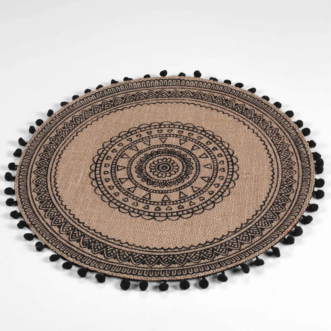 TOVAGLIETTA ROTONDA IN JUTA DIAM. CM 38 BEIGE E NERO: vendita online TOVAGLIETTA ROTONDA IN JUTA DIAM. CM 38 BEIGE E NERO in offerta