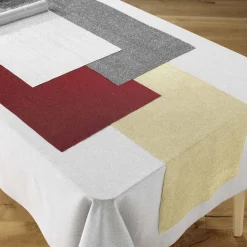 UNA STRISCIA DA TAVOLA 35X140CM SATINA CON FILI METAL. PAILLETINE: vendita online UNA STRISCIA DA TAVOLA 35X140CM SATINA CON FILI METAL. PAILLETINE in offerta