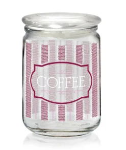VASO 800 IN VETRO TRASPARENTE DEC. CANVAS ROSSO COFFEE CA