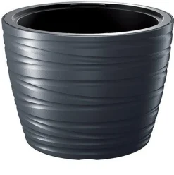 Vaso nero rotondo 50cm: modello maze con inserti