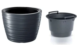 Vaso nero tondo per piante e fiori: vaso maze 40cm