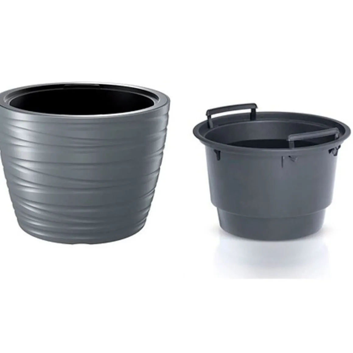 Vaso rotondo grigio con inserti per fiori: modello maze