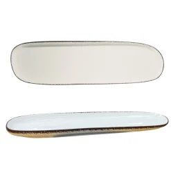 VASSOIO OVALE IN PORCELLANA LINEA ONDA 41.5X11.5CM BIANCO