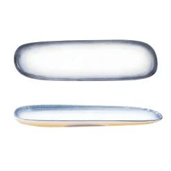 VASSOIO OVALE IN PORCELLANA LINEA ONDA 41.5X11.5CM BIANCO/BLU