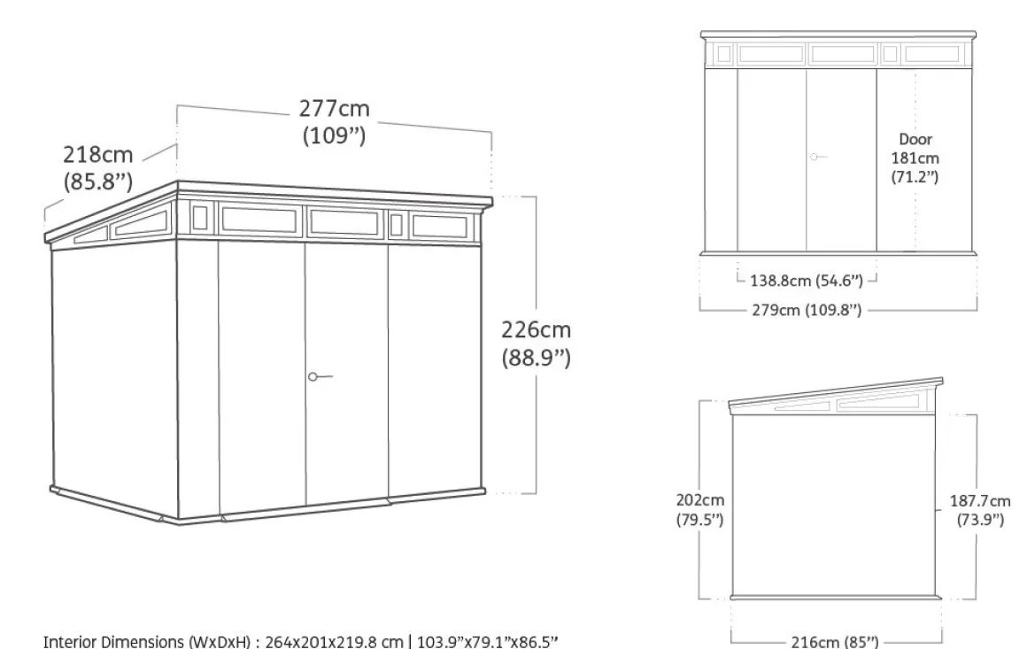 Vendita online di CASETTA ARTISAN CM 277X218 H. 226 GRIGIO E ANTRACITE