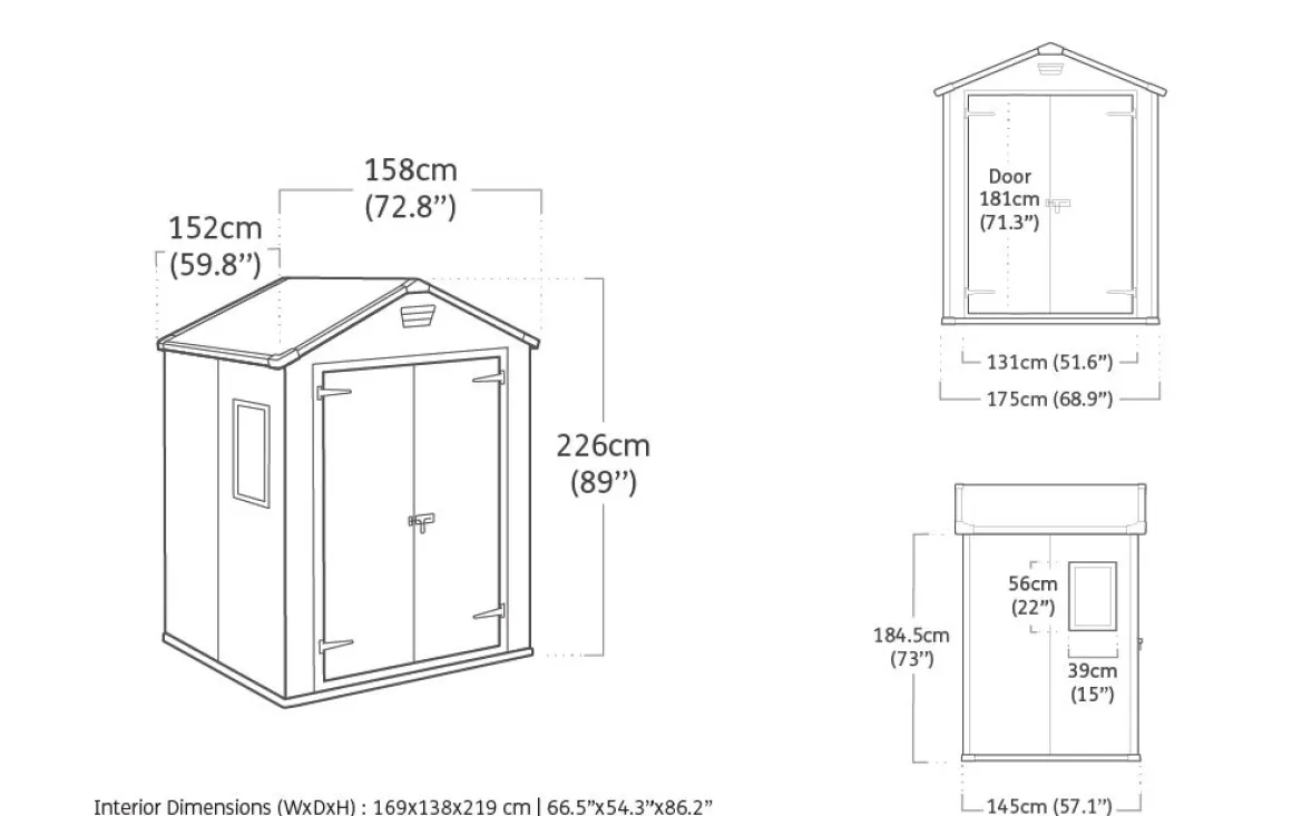 Vendita online di CASETTA MANOR CM 185X152 H. 116 GRIGIO CHIARO E BIANCO