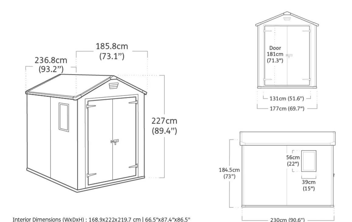 Vendita online di CASETTA MANOR CM 185,8X236,8 H 227 GRIGIO CHIARO E BIANCO