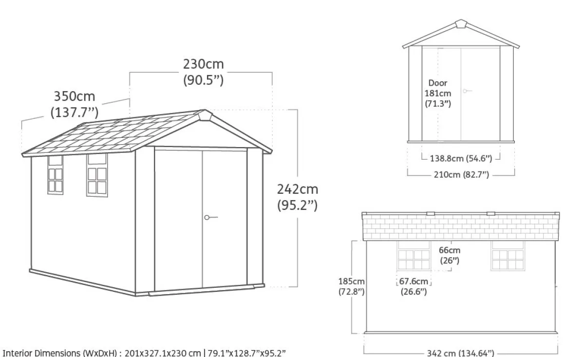 Vendita online di CASETTA OAKLAND CM 230X350 H. 242 GRIGIO E ANTRACITE