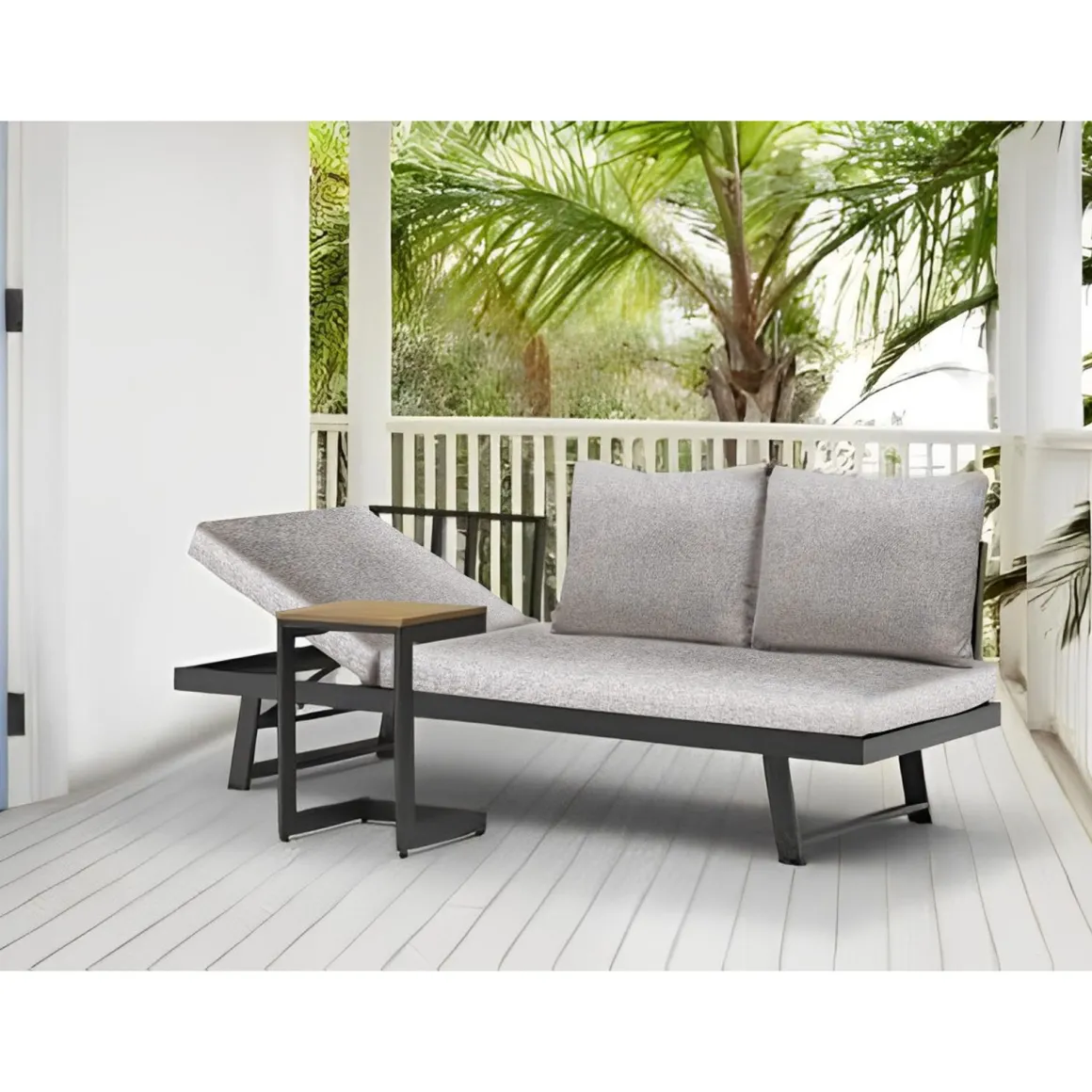 Vendita online di DIVANO DA GIARDINO MULTIFUNZIONE IN ALLUMINIO ANTRACITE