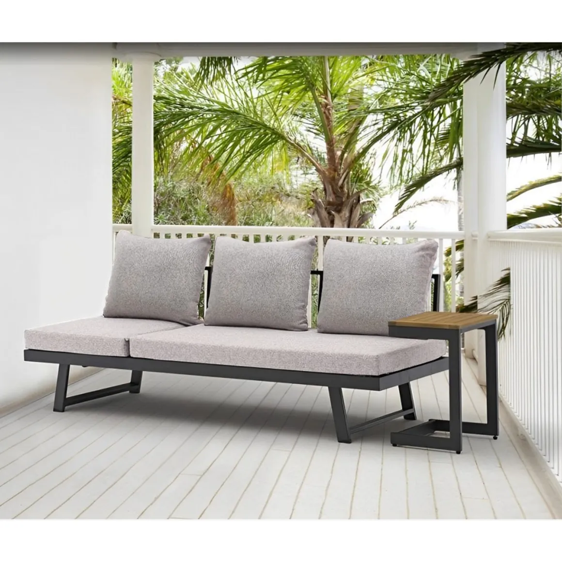 Vendita online di DIVANO DA GIARDINO MULTIFUNZIONE IN ALLUMINIO ANTRACITE