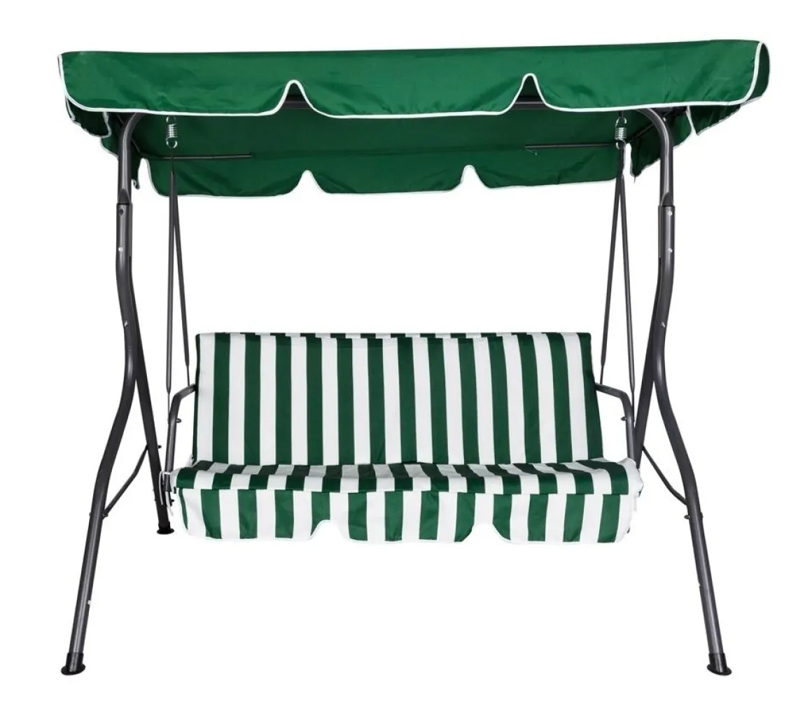 Vendita online di DONDOLO 3 POSTI IN METALLO SILVER E POLIESTERE RIGATO VERDE/BIANCO