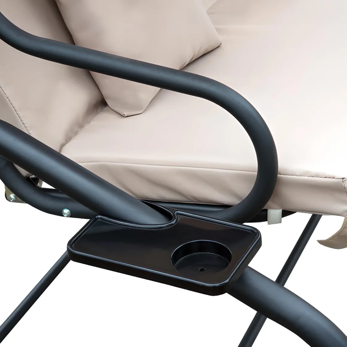 Vendita online di DONDOLO 3 POSTI IN METALLO NERO E POLIESTERE BEIGE