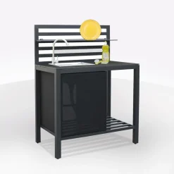 Vendita online di ELEMENTO CUCINA DA ESTERNO CON LAVELLO 90X60 H.126 CM NERO
