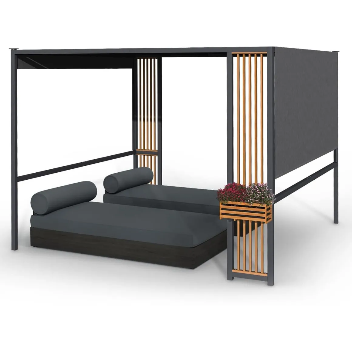 Vendita online di GAZEBO MT 3X3 CON TENDA SCORREVOLE IN METALLO ANTRACITE