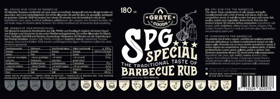 Vendita online di GRATE GOODS - SPG BBQ RUB CARNE 180GR