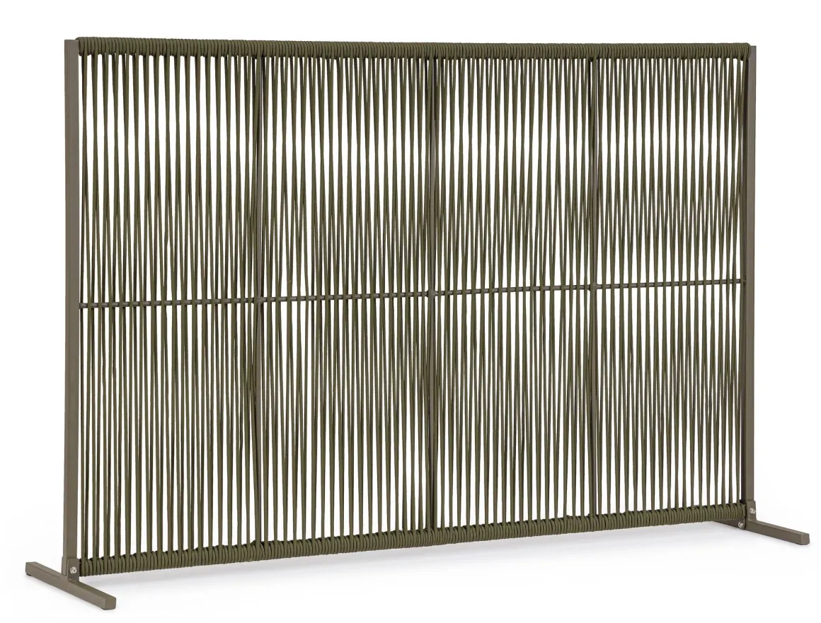 Vendita online di PARAVENTO PAXSON CM 180X30 H. 120 IN METALLO E CORDA VERDE OLIVA
