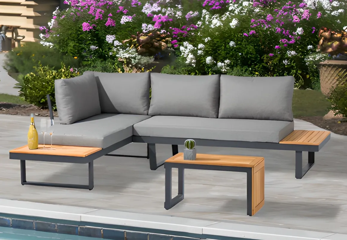 Vendita online di SALOTTO COMPONIBILE SIRMIONE ALLUMINIO E LEGNO DI ACACIA