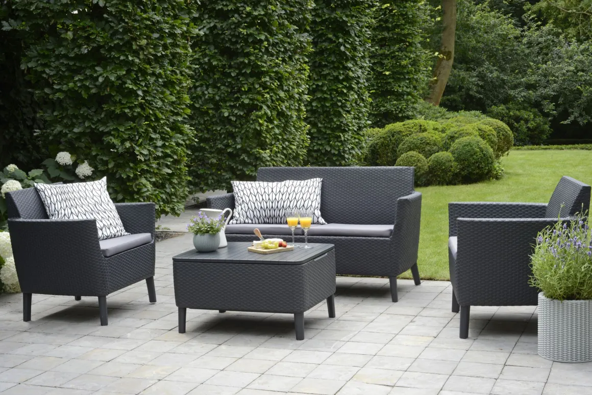 Vendita online di SALOTTO DA GIARDINO SALEMO RESINA EFFETTO RATTAN GRAFITE