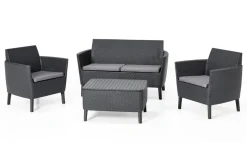 Vendita online di SALOTTO DA GIARDINO SALEMO RESINA EFFETTO RATTAN GRAFITE
