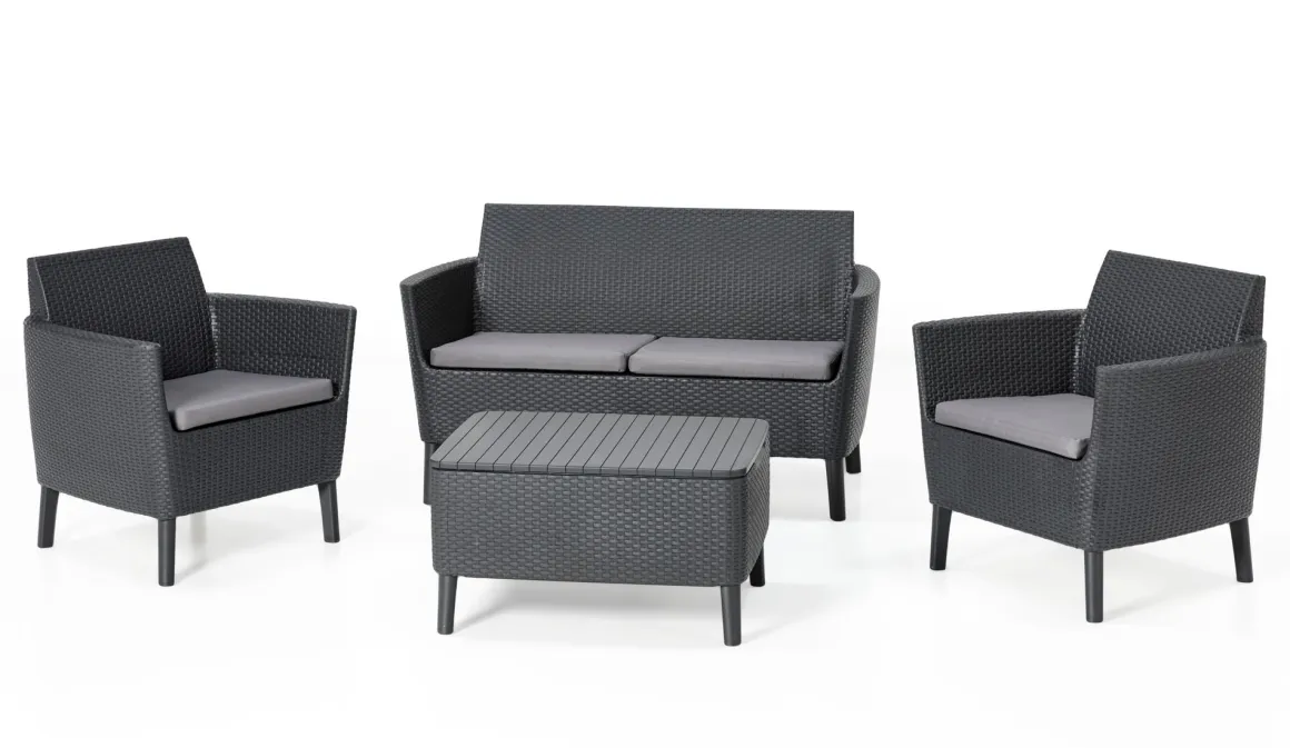 Vendita online di SALOTTO DA GIARDINO SALEMO RESINA EFFETTO RATTAN GRAFITE