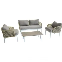 Vendita online di SALOTTO DA GIARDINO BARCELLONA ALLUMINIO BIANCO E TORTORA