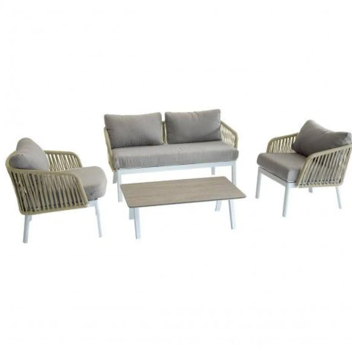 Vendita online di SALOTTO DA GIARDINO BARCELLONA ALLUMINIO BIANCO E TORTORA