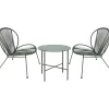 Vendita online di SET GIARDINO TAVOLO + 2 SEDIE IN METALLO E CORDA VERDE OLIVA