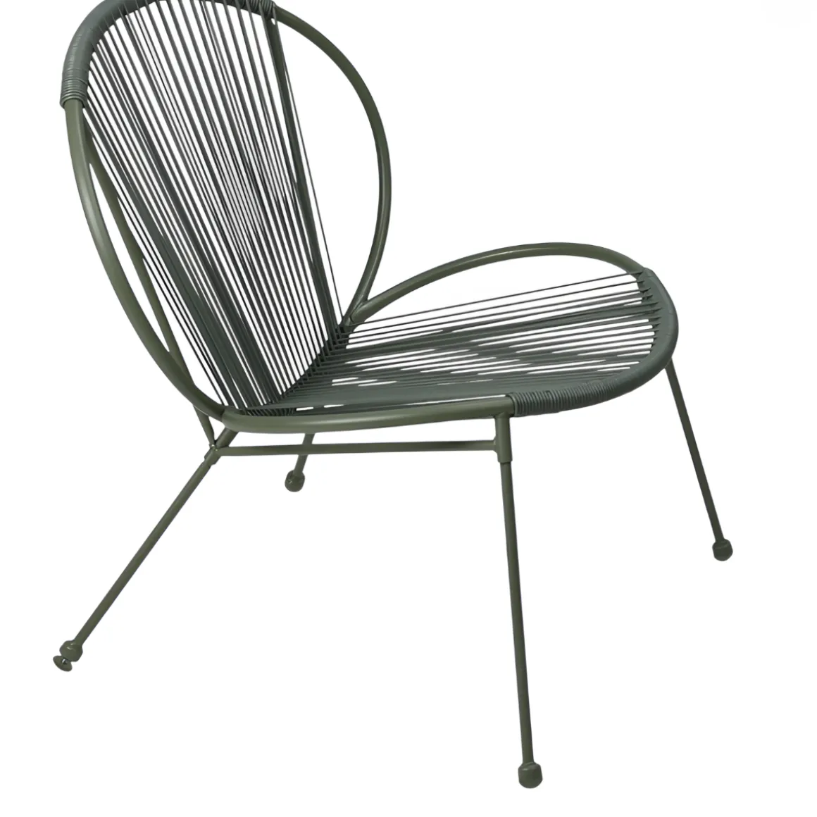 Vendita online di SET GIARDINO TAVOLO + 2 SEDIE IN METALLO E CORDA VERDE OLIVA