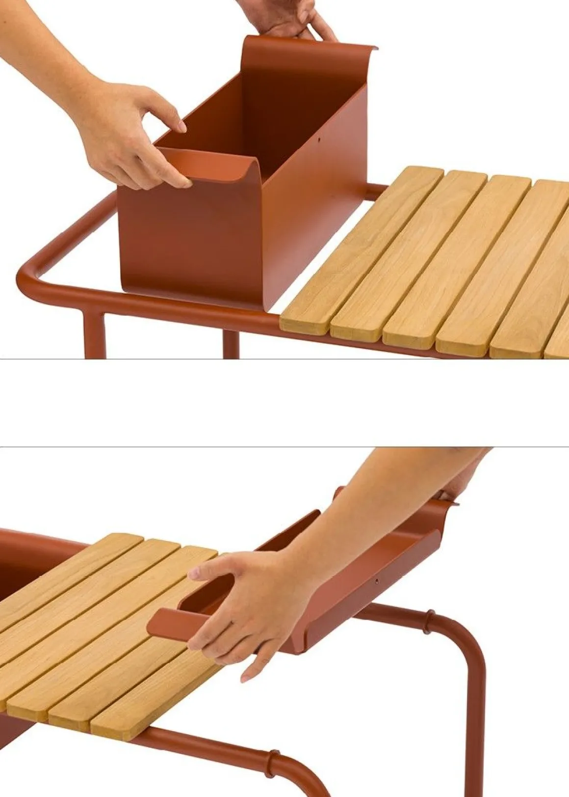Vendita online di TAVOLINO MOD. SUNSET CM 83,3X46,5 TERRACOTTA E NATURALE