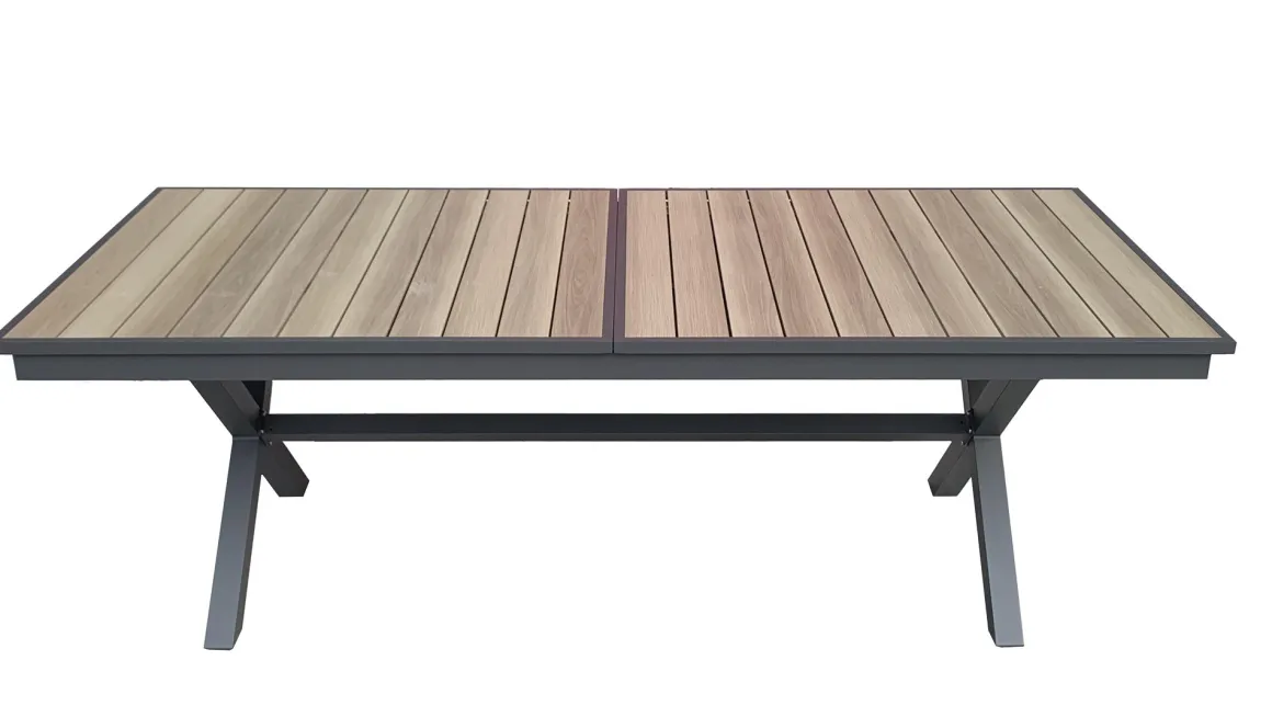 Vendita online di TAVOLO ALL. CM 227X100 ALLUMINIO ANTRACITE CON PIANO EFFETTO LEGNO