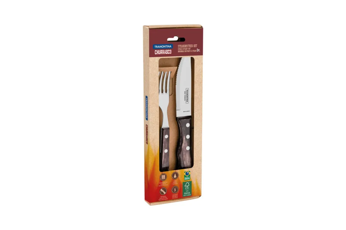 Vendita online di TRAMONTINA - SET 2 POSATE IN ACCIAIO INOX E LEGNO