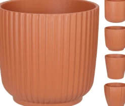 Vendita online di VASO DI FIORI IN GRES DIAM. 13.5 H. 15 TERRACOTTA ASSORTITO