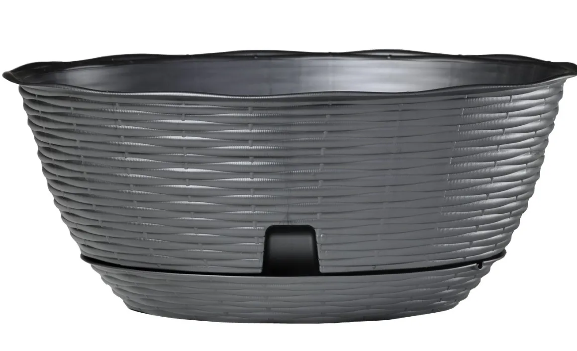 Vendita online di VASO PAGLIA DIAM. 40CM ANTRACITE CON SOTTOVASO