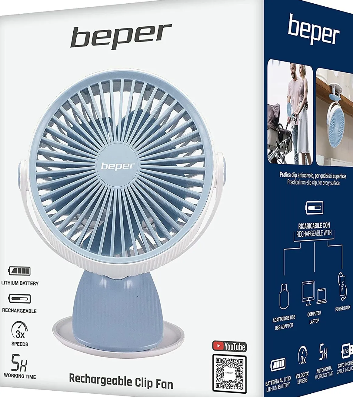 VENTILATORE RICARICABILE CON CLIP