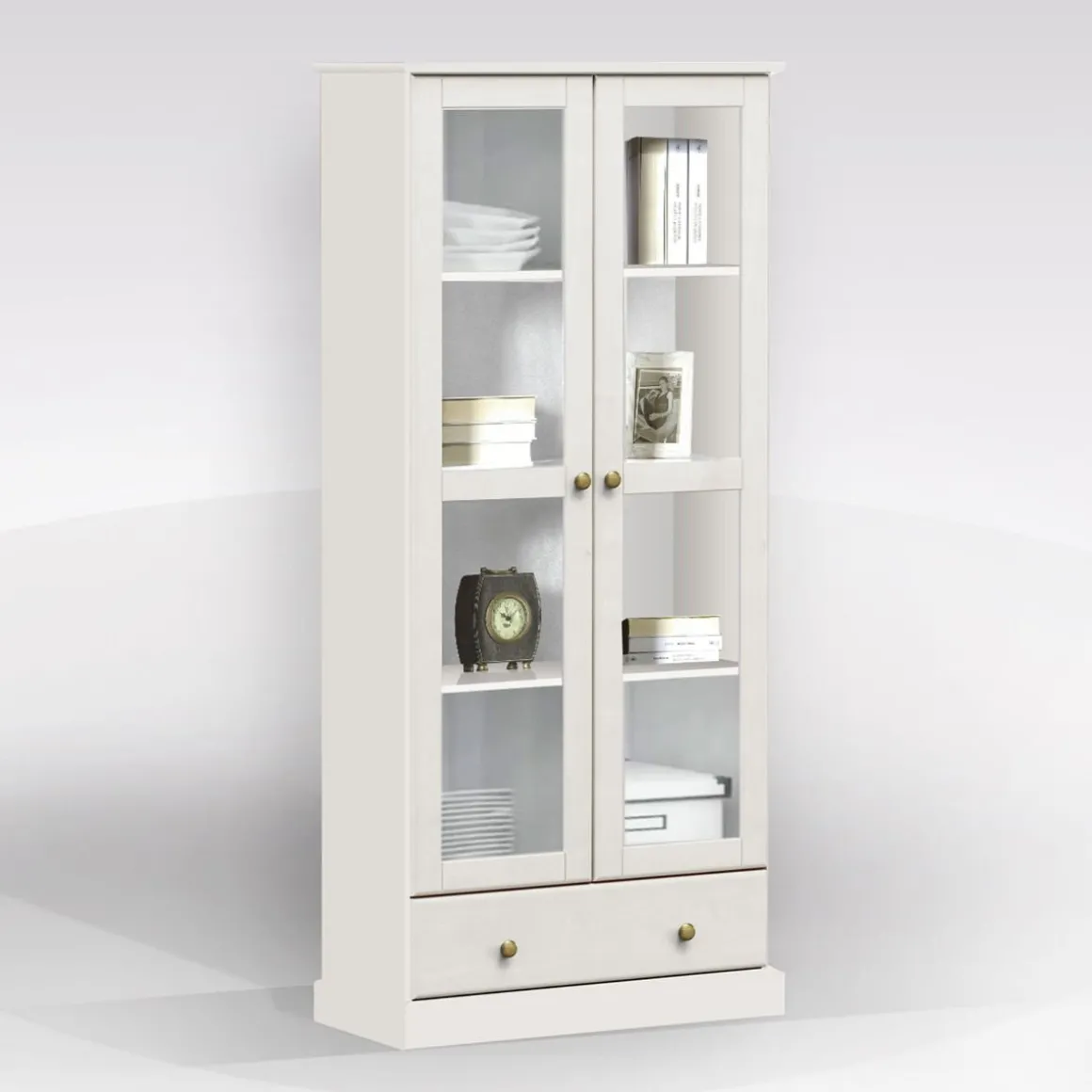 Vetrina bianca: vetrina bianco opaco in legno massello